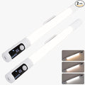 15.2" 2 Pack Motion Sensor Under Cabinet Lighting with Digital Display, 4 Brightness & 3 Color Temperatures, Rechargeable Led Under Cabinet Lights for Closet Cabinet Bedroom Hallway