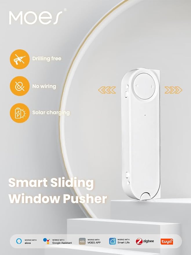 Window Opener ，Motor APP Remote Control Timing Quiet， Automatic Smart Window Pusher ，Solar Charging, no Tools Required for Installation