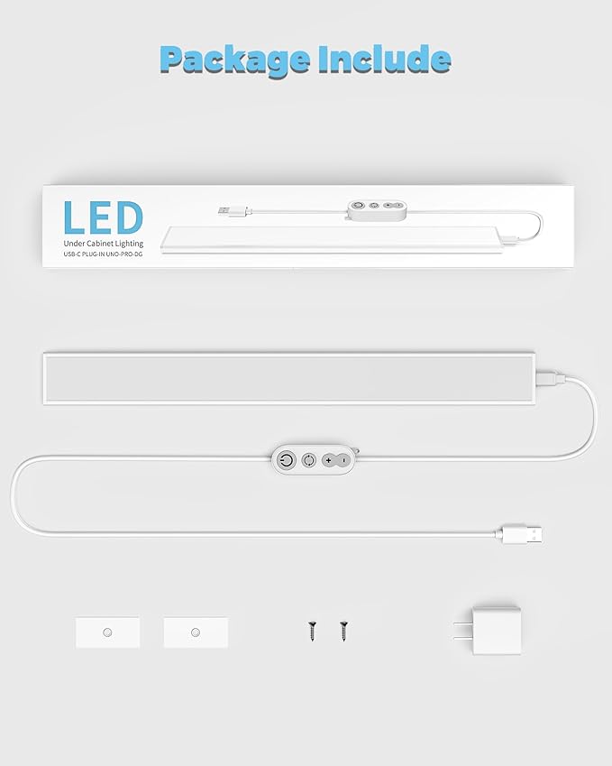 ASOKO Plug-in Under Desk Light, 16Inch LED Workbench Lights with Super Brighten 700Lumen and Smart Memory Function,3 Temps (3000K/4000K/6000K) for Kitchen Sink/Desk/Workbench