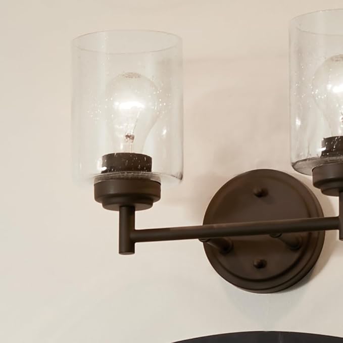 KICHLER Winslow 12.75" 2 Light Vanity Light with Clear Seeded Glass in Olde Bronze®