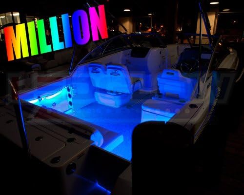 LEDGlow 8pc Million Color LED Boat Marine Deck & Cabin Accent Lighting Kit - 20" Waterproof Flexible Light Strips - Screw Cap Connectors with O-Rings - Includes Control Box & Wireless Remote