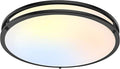 18inch LED Flush Mount Ceiling Light, 50W 5600lm Bright Dimmable LED Ceiling Light Fixture, 2700K-6500K Adjusted, Modern Kitchen Light Fixture Ceiling for Living Room Bedroom, Matte Black, 1-Pack