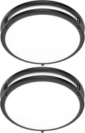 12 Inch Flush Mount Ceiling Lights, 36W 3200LM Black Dimmable Light Fixtures Ceiling Mount, 3000K-5000K Selectable Modern Kitchen Light Fixtures for Stairwell, Balcony, Corridor, Laundry (2-Pack)
