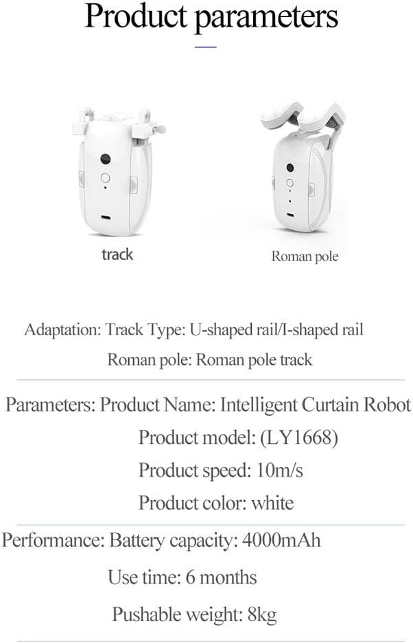 Automatic Smart Curtain Opener with Remote Control, Automatic Curtain Opener and Closer Smart Curtain Opener Electronic for Roman Rod/U/T Rails(1PC TU)