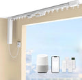 ZigBee Smart Curtain Motor with Retractable Track, Automatic Curtain Opener System 2.5N.m Motorized Drapery Rods Compatible with Alexa/Google Home (2.3-4 meters (90.5-157.4 inches) Adjustable)