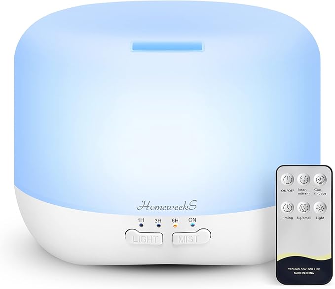Aromatherapy Essential Oil Diffuser for Room: Air Humidifier Aroma Scent Cool Mist Colorful Lights Cute Small Large Waterless Auto Off Ultrasonic Diffusers for Home Bedroom White (300ml)
