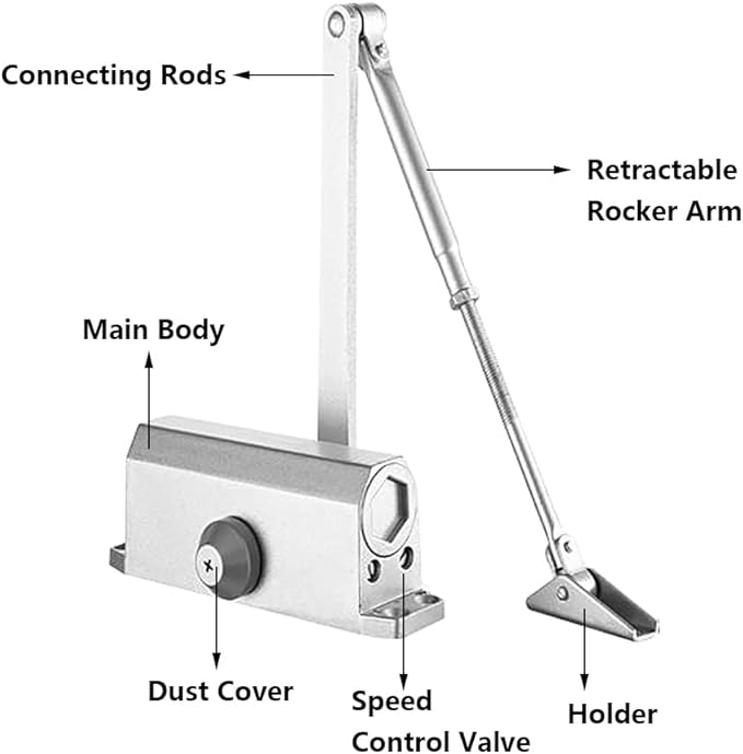 Door Closer Automatic Adjustable Spring Hydraulic Door Closer Heavy Duty Auto Closer for Residential and Commercial Doors
