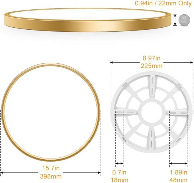 15.7Inch Gold Flush Mount Ceiling Light Fixture, 3000K Warm White, 32W 3800LM Bright LED Ceiling Light, Flat Round Light Fixtures Ceiling Mount for Bedrooms Living Rooms