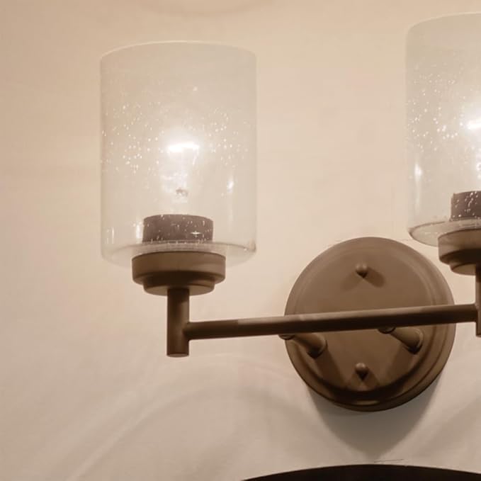 KICHLER Winslow 12.75" 2 Light Vanity Light with Clear Seeded Glass in Olde Bronze®