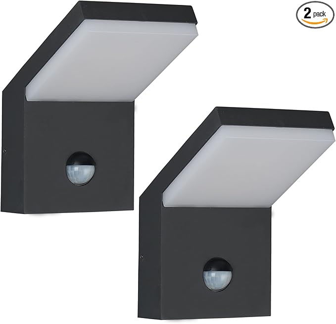 2 Pack Outdoor Motion Sensor Wall Sconce Light LED Modern Exterior Porch Light Fixture IP54 Waterproof for House Garage Patio Decoration,1800LM