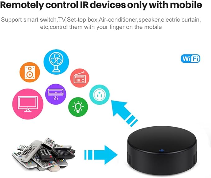 Smart IR Remote Control: Universal WiFi Infrared Remote Control with Temperature Humidity Sensor, App&Voice Control, 3in1 WiFi Thermometer Hygrometer, Compatible with Alexa, Google Assistant