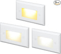 LEONLITE 3CCT LED Step Lights 120V-277V, 150LM 2.5W Dimmable Horizontal Stair Lights Indoor Outdoor IP65, CRI90 & ETL, 2700K3000K4000K Selectable Zinc Alloy Staircase Lights, White, 3 Pack