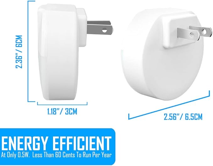 AULTRA Night Light LED Round Night Lights Plug Into Wall - Dusk to Dawn Sensor Activated, Automated On & Off, Used for Kitchen, Bathroom, Home Improvement, Bedroom 6-Pack