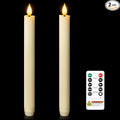 Homemory 2 Pcs Real Wax Made Flameless Taper Candles with Remote and Timer, 9.6" Ivory Battery Operated Candle Stick Flickering, Led Taper Candles with Lifelike Flame for Indoor Home Decor