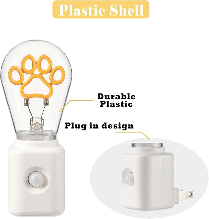 Led Night Light Plug-in, Dusk to Dawn & Motion Sensor, Vintage 2200K Filament Light, 10-100LM Adjustable Brightness, Unique Gift for Birthday, Halloween,Christmas, 1 Pack