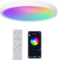 Smart LED Ceiling Lights RGBCW Color Changing Ceiling Light Compatible with Alexa Google Home Flush Mount Ceiling Lamp 24W Time Scheduler Dimmable for Living Room, Bedroom