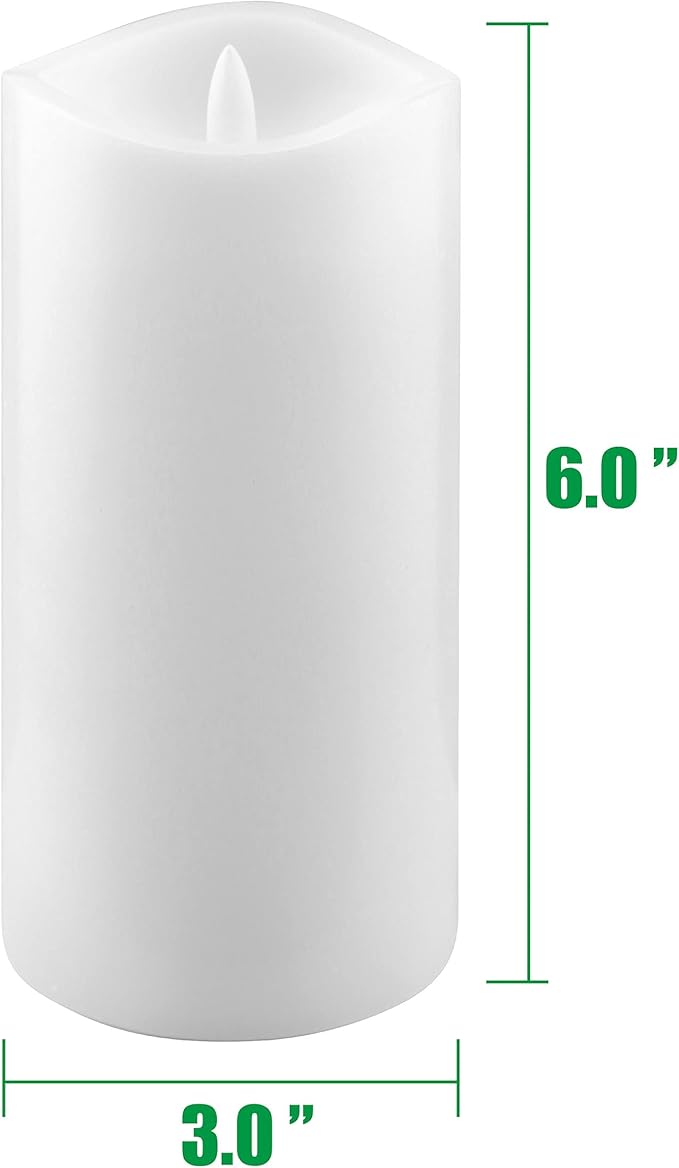 Stonebriar 6 Count White Real Wax 3x6 Flameless LED Pillar Candles with Remote and Timer