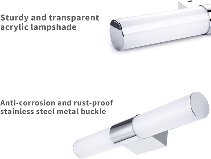 Bathroom Vanity Light Fixture,LED Mirror Lights,Cupboard,Make Up Illumination,Wall Sconces Bar Lighting,IP65 Waterproof Stainless Steel Wall Lighting Over Mirror Decoration,Cool White,6000K
