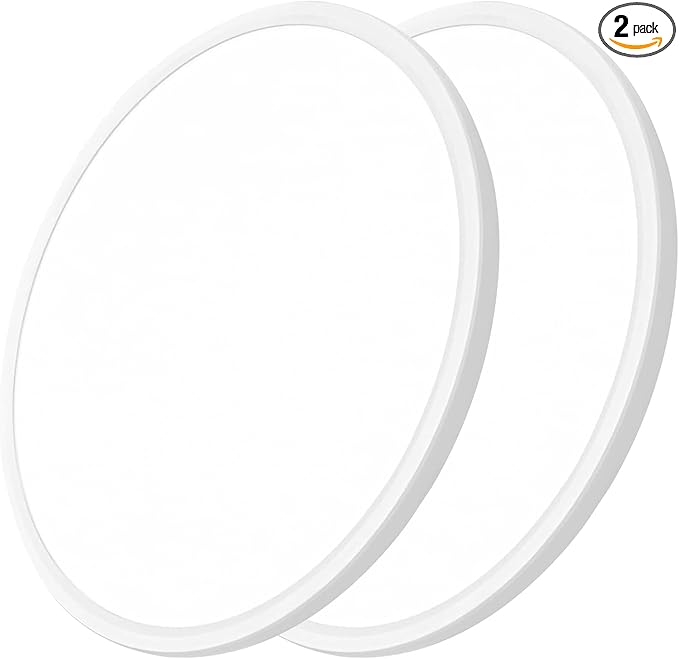 2 Pack 24 Inch Large LED Flush Mount Ceiling Light, 50W,5480LM, 3000K/4000K/6000K CCT Selectable,Black Round Flat Panel Low Profile Ceiling Light Fixtures for Hallway, Kitchen, Bedroom, Laundry Room