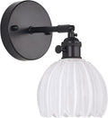 Vintage Wall Sconce with White Tulip Glass Lampshade 180 Degree Adjustable Black Sconce Hradwired Modern Wall Lighting Fixture with Switch for Bedside Bedroom Doorway