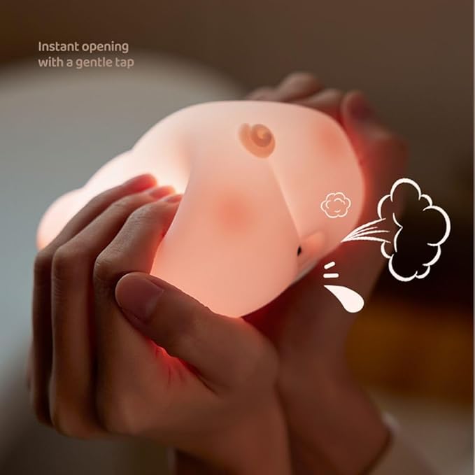 Cute Pig Night Light Silicone, Squishy Piggy Night Lamp,Kids Room Decor Atmosphere Nightlight, Baby Nursing Bedside Touch Lamp, Rechargeable and Dimmable LED Night Light，Piggy Gifts.