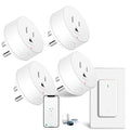 WiFi Smart Outlet Plug with Remote,GreenCycle 4 Electric Smart Plug with Remote,Compatible with Alexa and Google Home via Tuya,15A/1500W，Remote Control from Anywhere,TUV FCC List(2.4G)