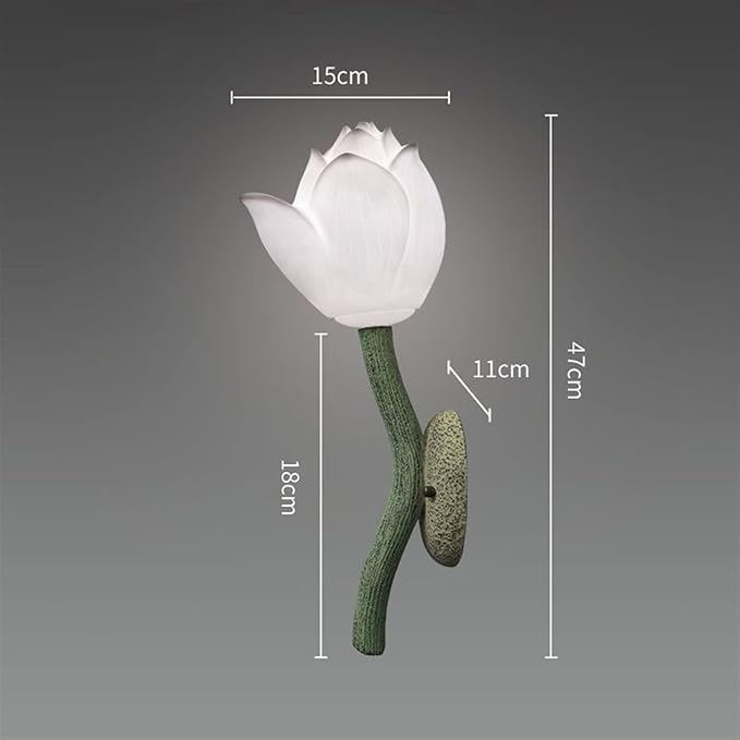 Beautiful Lotus Shaped Wall Lamp Classical Zen Decoration Wall Lamp Bedroom Bedside Lamp Indoor Lighting for Corridor, Hallway(White)