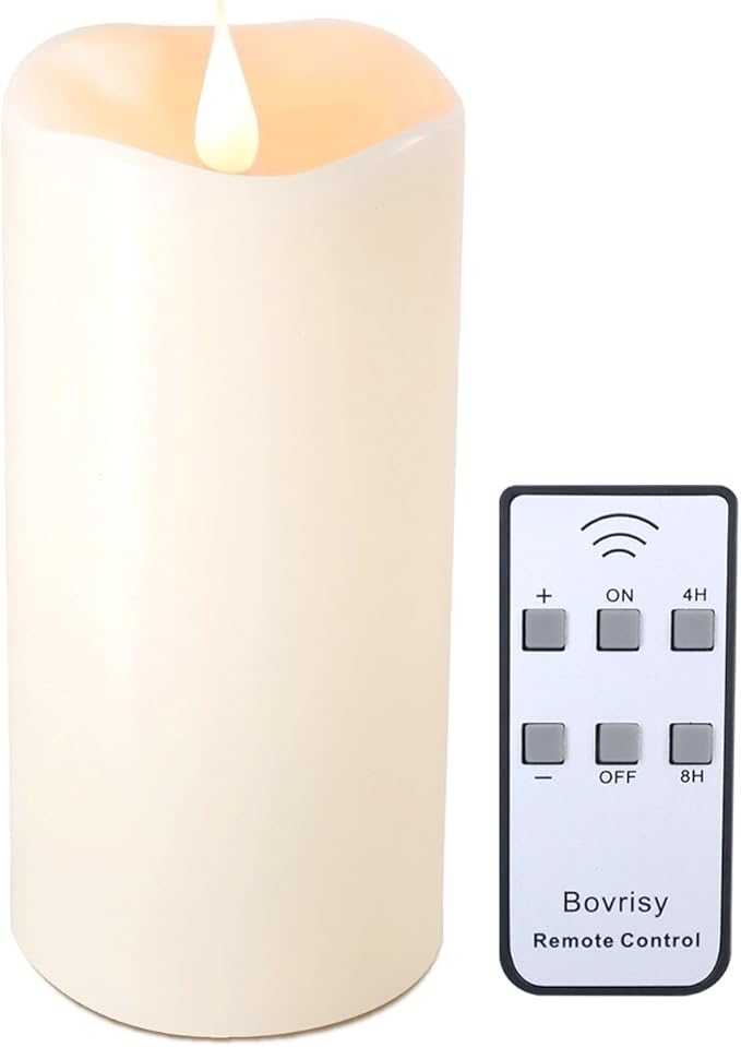 Battery Operated Flameless Candles with Remote Control Timer Flickering LED Candles with 3D Moving Flame Real Wax Fake 3"x 5" Ivory Realistic for Home Wedding, Festival Christmas Party Decoration