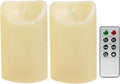 CANDLE CHOICE Outdoor Battery Operated Flameless Candles with Remote Timer Waterproof Flickering Plastic Electric LED Pillar Lights for Lantern Patio Garden Wedding Party Decorations 3x5 Inches 2 Pack