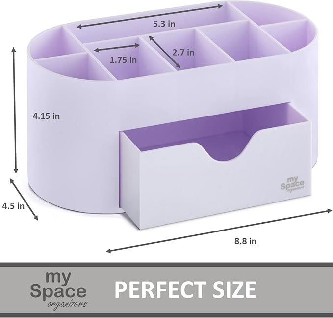 My Space Organizers Lavender Desk Organizer for Office Supplies and Desk Accessories - Pen Holder Desktop Organization for Room College Dorm Home School (White Lavender)