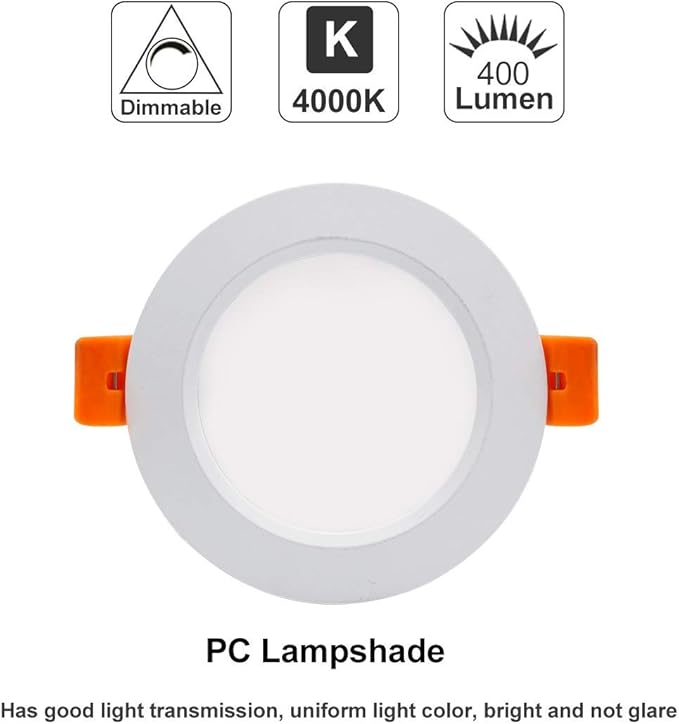 YGS-Tech 3 Inch LED Recessed Lighting, Dimmable Downlight 5W(40W Halogen Equivalent), CRI80, 4000K Natural White, Ceiling Light with LED Driver(10 Pack)