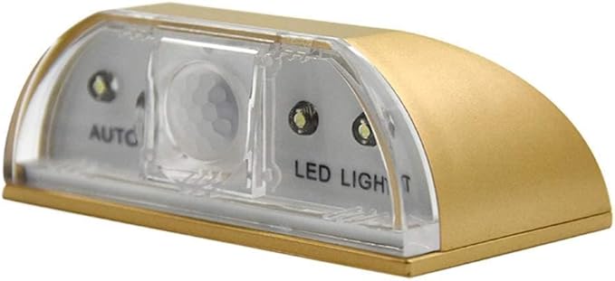 Key Light Door Light, Small Motion Sensor Light with 4 LED Bulbs, Battery Powered Night Lights for Hallway, Stairway, Kitchen, Closet, Bedroom (Gold)