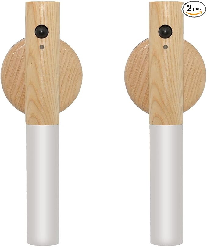 Motion Sensor Wall Sconces, Smart Portable Sensor Night Light Wood USB Rechargeable Magnetic Night Light (White Ash Wood 2PCS)