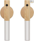 Motion Sensor Wall Sconces, Smart Portable Sensor Night Light Wood USB Rechargeable Magnetic Night Light (White Ash Wood 2PCS)