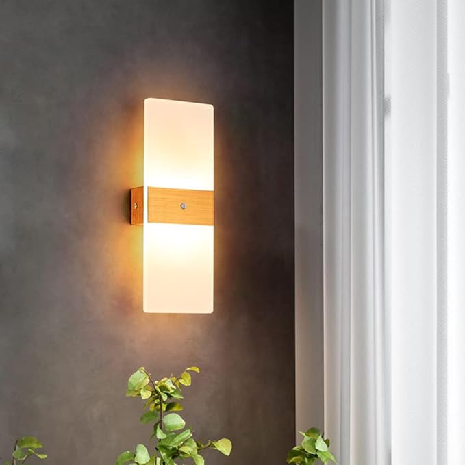 LED Motion Sensor Wall Lamp Security Light 12W SMD 2835 Acrylic Up/Down Wall Sconce Light Motion Activated Porch Lamp Fixture Modern Lighting for Stairway Patio Aisle Brushed Golden 3000K
