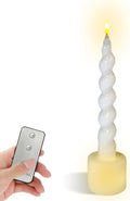 Spiral Taper Candle LED Candlesticks, 7.5 Inch Flameless Tapered Candles Battery Candle Sticks Remote Twisted Candlestick for Dinner Holiday Wedding Party Housewarming-2D