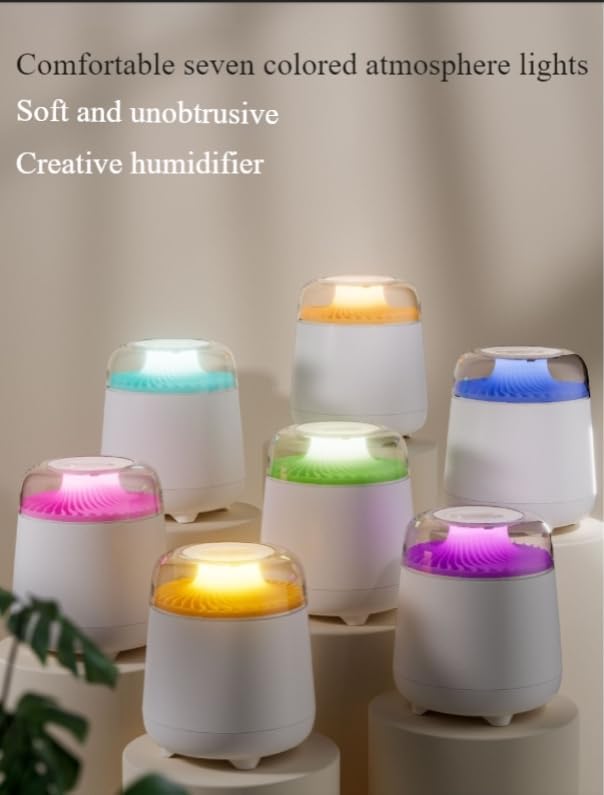 2500ml（88oz） Essential Oil Aroma Diffuser, Large Capacity Double Spray Humidifier with 7 Colorful Flame Lights for Large Room,Office,Home,Spa,Yoga,Bedroom,Gym (White)