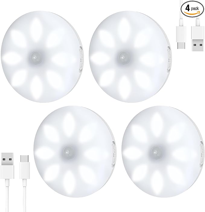 LED Rechargeable Battery Lights Indoor, Stick on Light with Large Battery，Brightness Adjustable, Dimmable Touch Lights for Closet, Cabinet, Counter, Kitchen, Bedroom and Wall