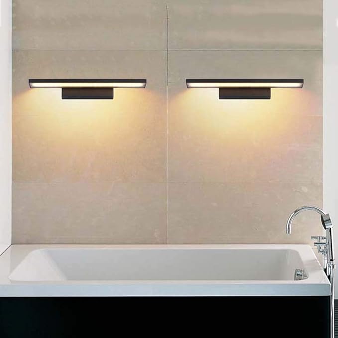 GDLight Bathroom LED Vanity Lights Make-Up Mirror Front Light Waterproof Moisture-Proof Bathroom Lighting Fixture Wall Lamp for Bedroom Hotel,Black,Warm Light,80cm