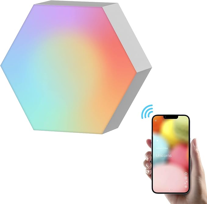 Yescom APP Control Smart LED Light Panels Hexagon Smarter Expansion Kit 16 Million Colors Changing Gaming Room Decor Touch Lamp Replacement