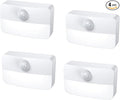 【4 Pack】 Motion Sensor Night Light, Stick-On Motion Sensor Lights Indoor, Battery Powered Under Cabinet Kitchen Lights with Adhesive Pads, Auto/On/Off for Cupboard Wardrobe Stair Kitchen