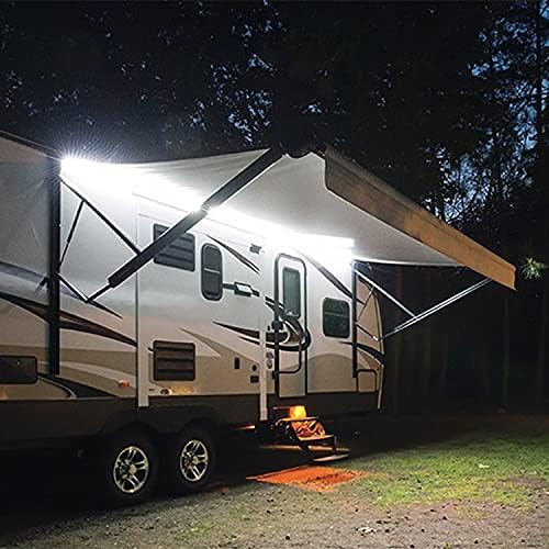 RV Awning Lights, 12V 16.4FT White Camping Awning Lights, Motorhome Travel Trailer Food Trucks Van Waterproof Canopy Led Strip Lighting, RV Exterior Underglow Light