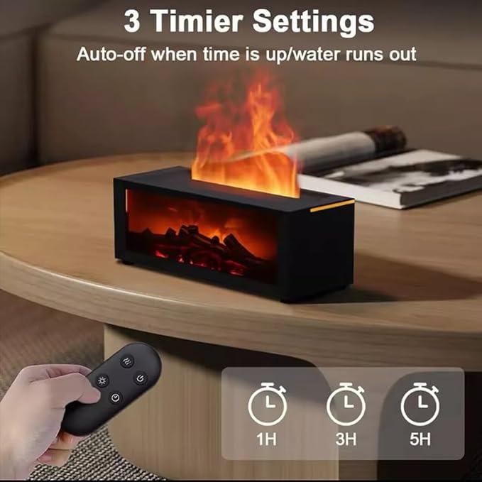 Saker Fireplace Flame Oil Aroma Diffuser 2025 Upgraded|7 Color Changing Lights Aromatherapy Air Diffuser|Essential Oil CoolMist Humidifier with Timer&Remote|Home,Office,Bedroom,Yoga,Room Deco (White)