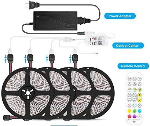 Smart Wi-Fi RGB LED Strip Lights, Music Synced, Color Changing with Remote, App Control for Bedroom Home TV Bar (65.6 FT)