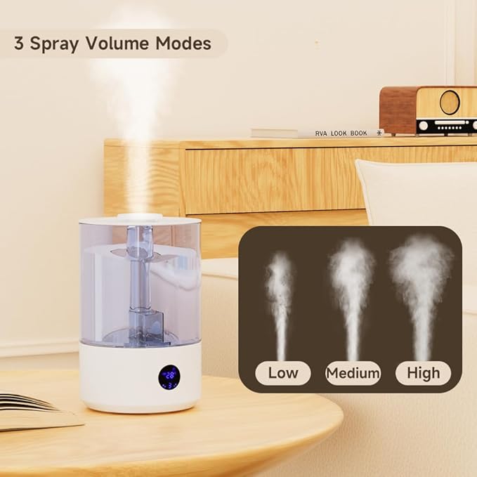 Large Room Humidifier for Bedroom Home 7.8L, Covering 600 ft², Top Fill Cool Mist Ultrasonic Air Humidifier with Essential Oil Diffuser, Whisper Quiet, Dual Mist, 44H Runtime & Timer Function