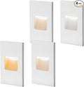 FTL Outdoor Step Lights LED Indoor Stair Lights, 3000K/4000K/5000K Color Changing Outdoor Deck Stair Light, 3.5W 150LM 12V Low Voltage Light for Steps Vertical, Waterproof White Aluminum 4-Pack