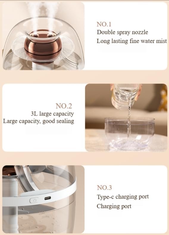 105 oz (3000ml) Essential Oil Aromatherapy Diffuser, Transparent Dual Spray Large Capacity Humidifier with Night Light for Large Rooms, Office, Home, Spa, Yoga, Bedroom, Gym (Green)