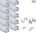hunhun 10-Pack 3.3ft/1Meter V Shape LED Aluminum Channel System with milky Cover, End Caps and Mounting Clips, Aluminum Profile for LED Strip Light Installations, Very Easy Installation