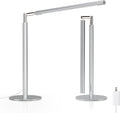 Metal Desk Lamp for Home Office - 16'' Foldable LED Desk Light for Reading, 4 Color Temps, 15W 1200Lm Dimmable Table Lamp with Flexible Arm, Task Lamp for College Dorm Study Painting, Silver