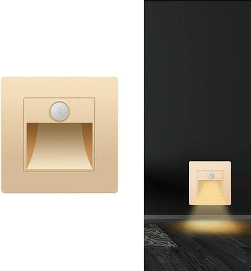 10 Pack Motion Detector Sensor LED Stair Light Infrared Human Body Induction Lamp Recessed Steps Ladder Staircase Bedroom Decoration LED Night for Kitchen, Bathroom, Stairs